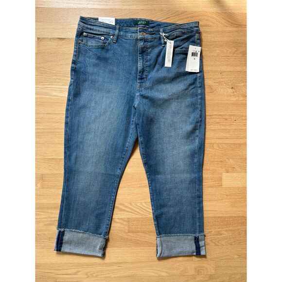 NWT Lauren Ralph Lauren Women's Regal Straight Leg Crop Jeans Blue Denim size 16 - Picture 1 of 6